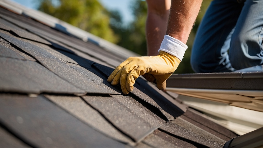 a roofer providing roof maintenance