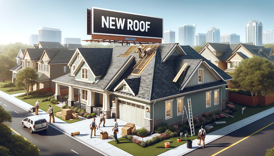 New roof sign on a Florida home — roof replacement by Blitz Roofing & Construction