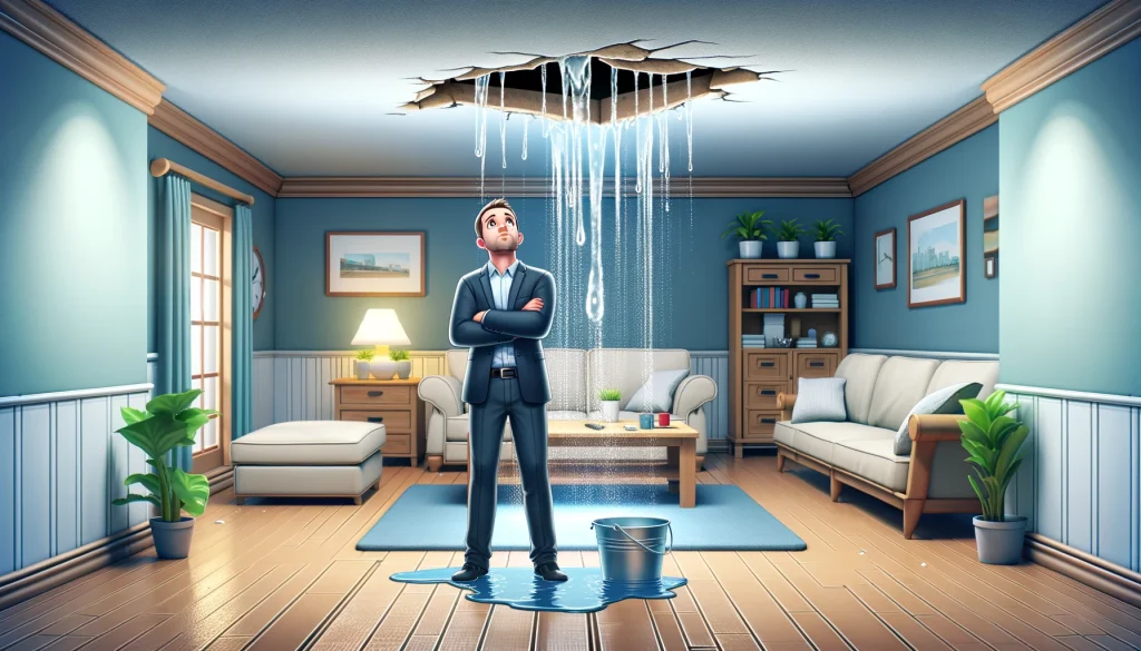 Interior ceiling water damage from a roof leak — roof repair needed in Central Florida