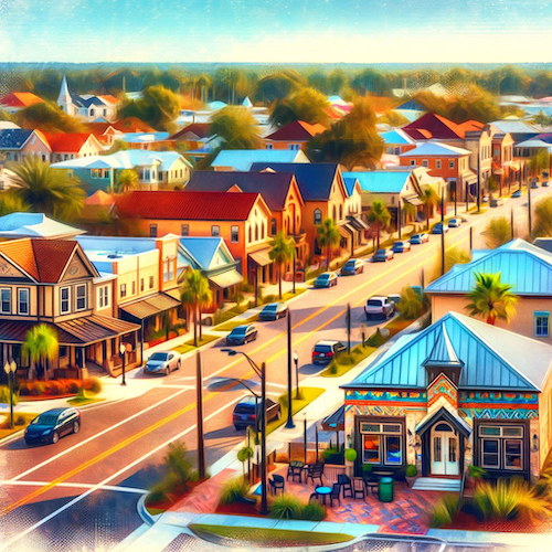 Colorful Florida downtown street — Central Florida community